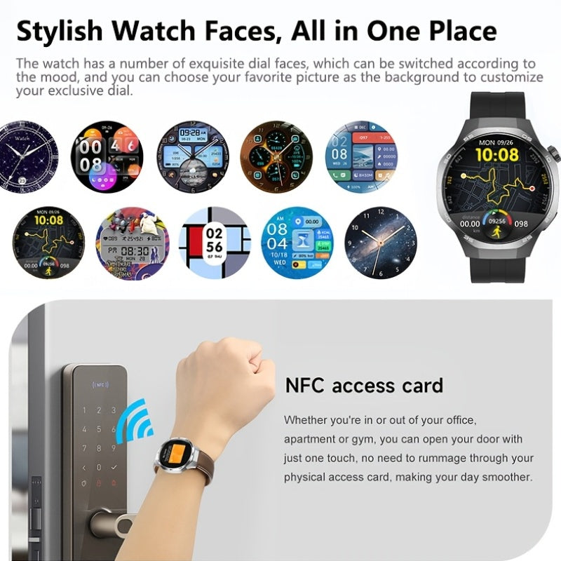 GPS Smartwatch Herren 1.53" HD Display 100+ Sportmodi NFC Bluetooth