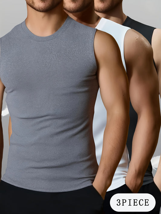 3er-Set Herren Tank Tops Funktionsshirt atmungsaktiv schnelltrocknend – Sport & Alltag