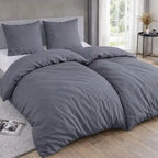 Graues bettwäsche-set 135x200 aus weicher mikrofaser mit 2x bettbezug 135x200 und 2x kissenbezug 80x80