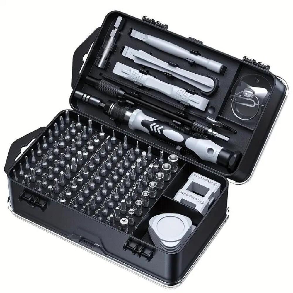 115-tlg. Präzisions-Schraubendreher-Set aus Chrom-Vanadium-Stahl, magnetisch, rutschfest, ergonomisch, stoßfest, für Elektronik & Uhren