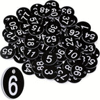Nummerierte Etiketten 1–50 – runde Kunststoff-Schilder mit Metallringen