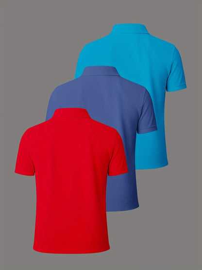 3er-Pack Herren-Polo-Shirts – gekämmte Baumwolle, atmungsaktiv & bequem, klassischer Stil für Business & Freizeit, Sommer-Essentia