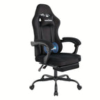 Schwarzer gaming stuhl samt mit fußstütze ergonomisch drehbar memory foam und lendenstützkissen online bestellen günstige angebote