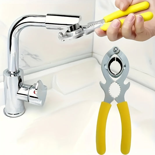 Multifunktionaler Wasserhahnschlüssel – 1 Stück, mit gelbem Gummigriff, Metall, für Filter- & Strahlregler-Montage in Küche & Bad, einfach & langlebig