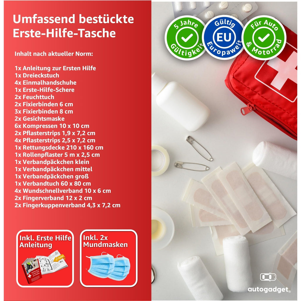 KFZ Verbandkasten Standard 2024 DIN 13164 rot kompakt