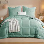 Teal quilted comforter wendbares steppdecken-set mit weicher textur und kissenbezügen online bestellen geschenkideen