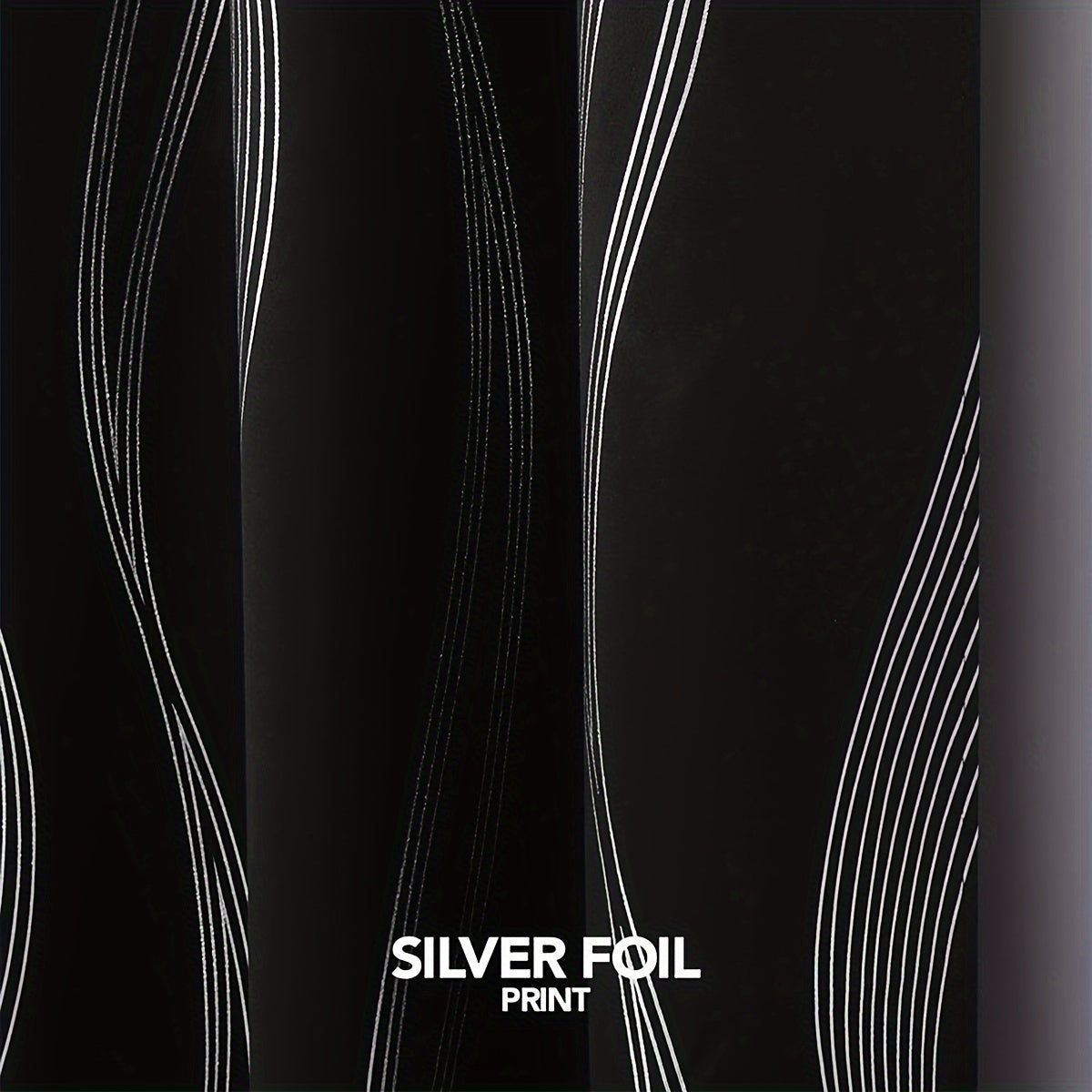 Verdunkelungsvorhänge Schwarz-Weiß Wellenmuster 2er Set - Ösenvorhänge