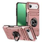 Stoßfeste handyhülle in rosegold mit schwarzem metallhalter und strukturierten schutzpaneelen hinten für iphone 11 bis 17 pro max online bestellen