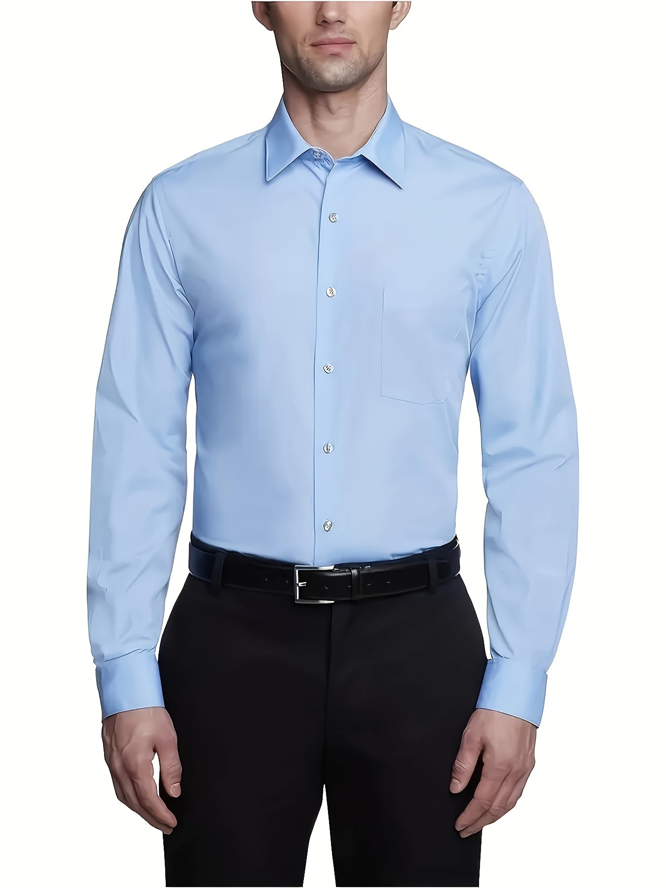 3er-Pack Herren Business-Freizeithemden – Langarm, einfarbig, Regular Fit, mit Taschen – Polyester-Mix, ideal für Frühling & Herbst, vielseitig kombinierbar