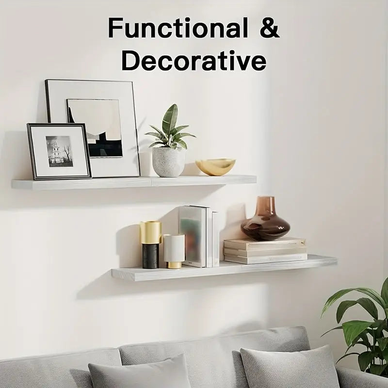 Weißes wandregal 4er-set aus paulownia-holz mit minimalistischen schwebenden regalen für bad wohnzimmer und küche