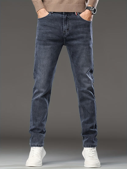 Herren Business-Jeans mit geradem Schnitt und Stretch-Komfort – Farbe Blau