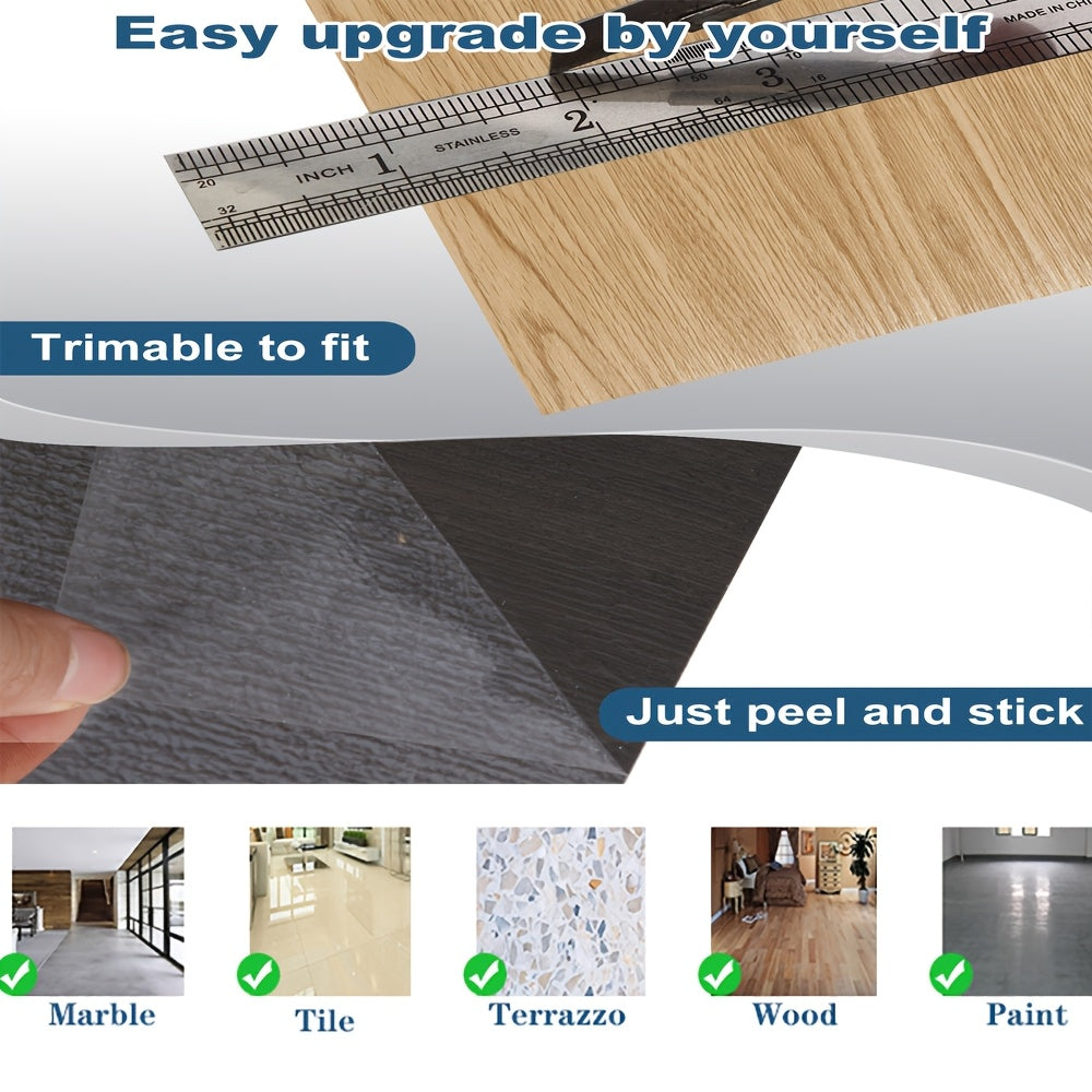 Vinyl Bodenbelag Selbstklebend 50 Stück - Wasserfeste Bodenfliesen Peel & Stick für Küche, Bad & Wohnzimmer