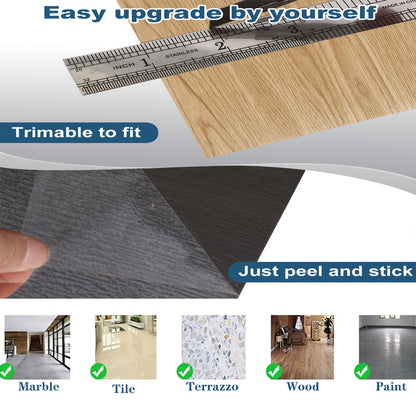 Vinyl Bodenbelag Selbstklebend 50 Stück - Wasserfeste Bodenfliesen Peel & Stick für Küche, Bad & Wohnzimmer