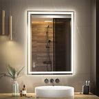 LED Badspiegel 50x70cm – Beleuchtet, Beschlagfrei, 3 Lichtfarben, Touch & Wandmontage