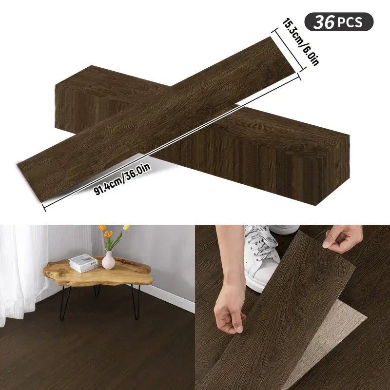 Dunkelbraune selbstklebende vinyl-bodenplatten mit holzstruktur aus pvc 1,2 mm zum online bestellen als geschenkideen