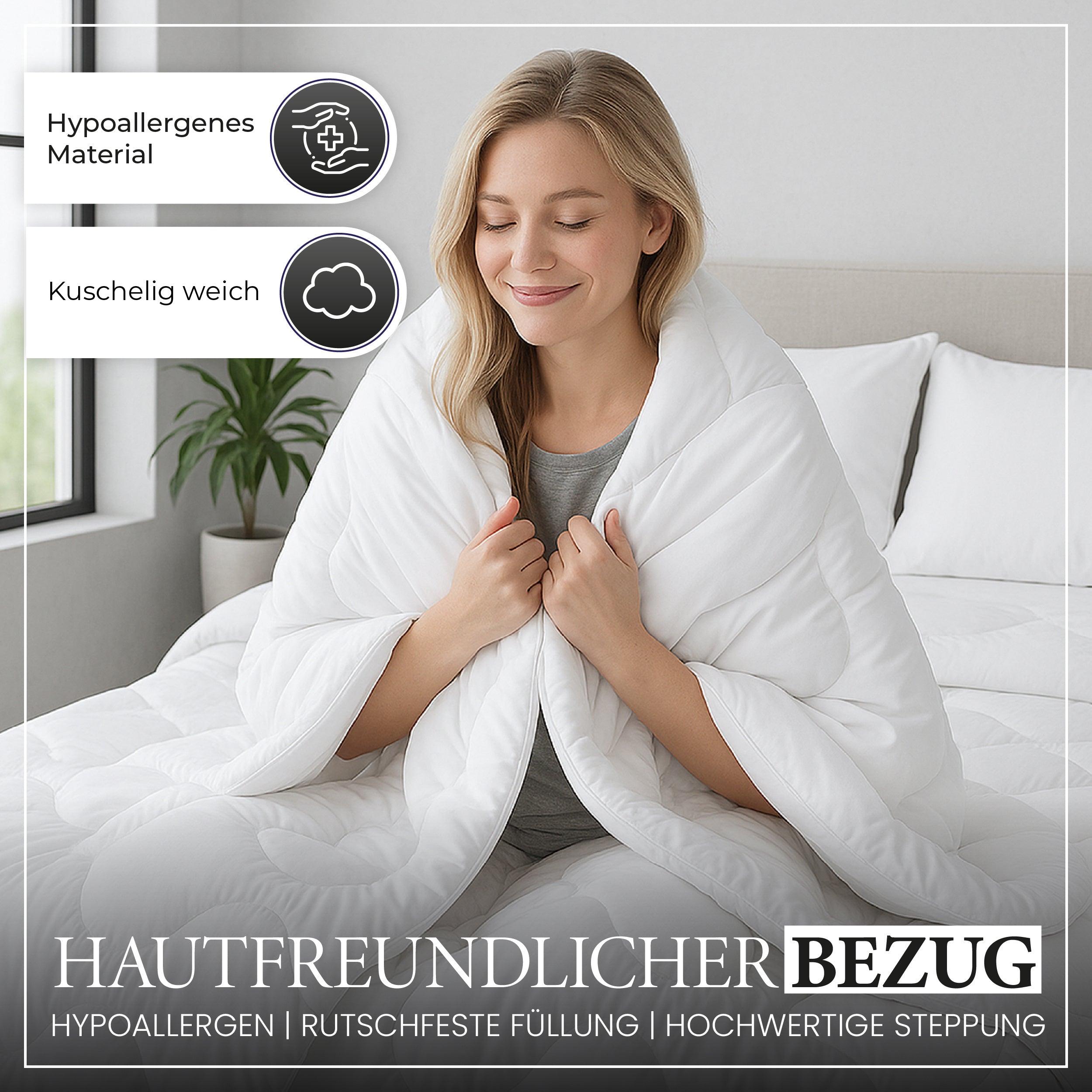 Leichte Sommer-Steppdecke – Weich, Hypoallergen, 60°C waschbar