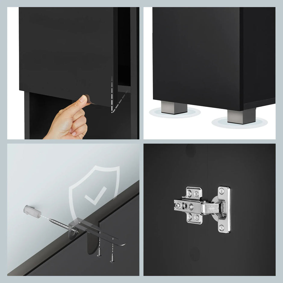 Badezimmerschrank 30x30x170 cm – Modernes Badmöbel mit Schublade, verstellbaren Regalen & offenem Fach - FUXLShop