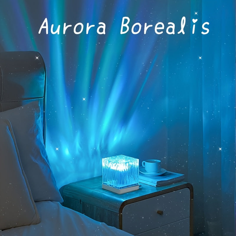 16-Farben LED Polarlicht Projektor – USB Nachtlicht mit Fernbedienung, dimmbar & rotierend – Ambient-Beleuchtung für Zuhause, Party & Geschenkideen