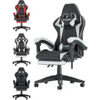 Gaming Stuhl Ergonomisch mit Fußstütze - Höhenverstellbarer Bürostuhl mit Lendenkissen & Kopfstütze für PC & Gaming - FUXLShop