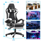 Gaming Stuhl Ergonomisch mit Fußstütze - Höhenverstellbarer Bürostuhl mit Lendenkissen & Kopfstütze für PC & Gaming - FUXLShop
