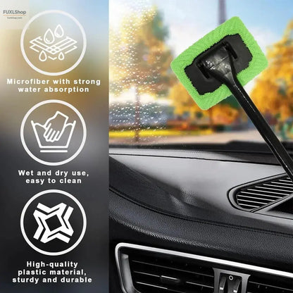 Autofenster-Reiniger-Bürstenset – Mikrofaser-Windschutzscheiben-Reinigungstool mit langem Griff, wiederverwendbar - FUXL-Shopify 