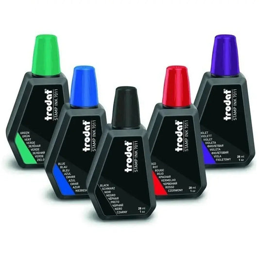 DAZZLEEX Trodat 7011 Stempelkissen Farbe – 28 ml (Rot/Blau/Schwarz/Grün/Lila) – Nachfülltinte für alle Stempelkissen - FUXL-Shopify 