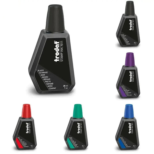 DAZZLEEX Trodat 7011 Stempelkissen Farbe – 28 ml (Rot/Blau/Schwarz/Grün/Lila) – Nachfülltinte für alle Stempelkissen - FUXL-Shopify 