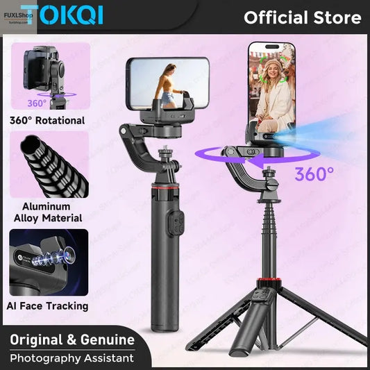 FUXL Handheld Gimbal 360° AI Face Tracking – Stabilisierter Selfie Stick mit Fernbedienung & Stativ für Smartphones - FUXL-Shopify 