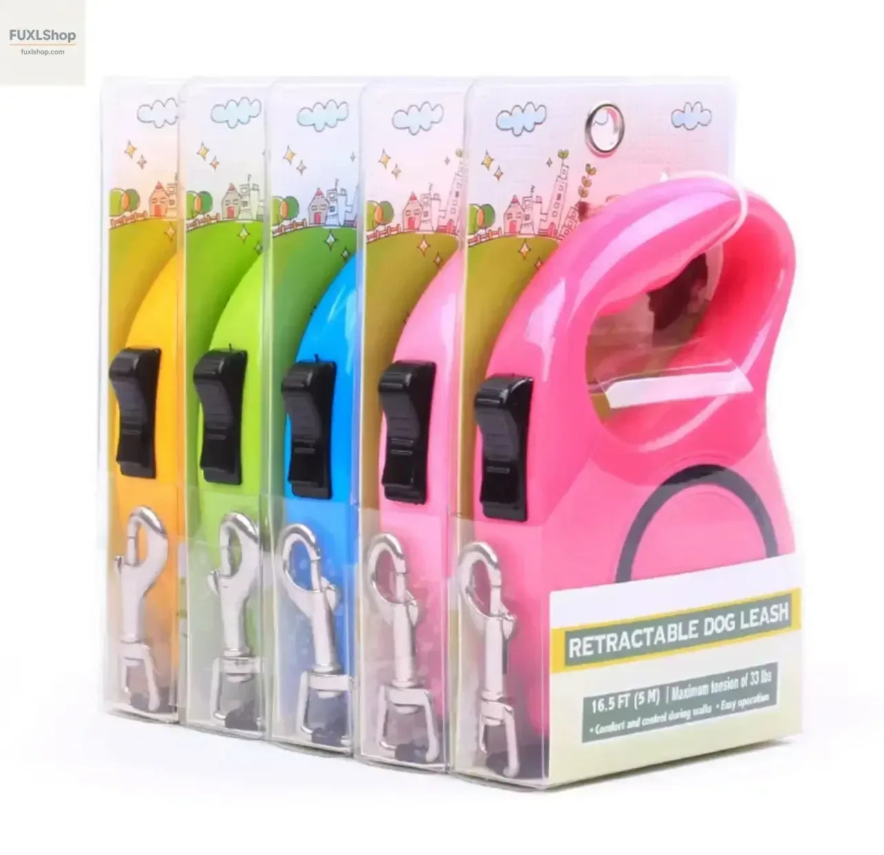 FUXL-Shopify Roll-Leine für Hunde - 5 m automatisch einziehbarer Gurt