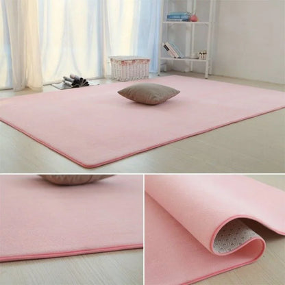 Rutschfeste Haarteppiche aus Fell für Wohnzimmer, einfarbig, dicker Samt, pelzige Bodenmatte, rosa, flauschige Teppiche für Kinder, moderne Heimdekoration - FUXL-Shopify 