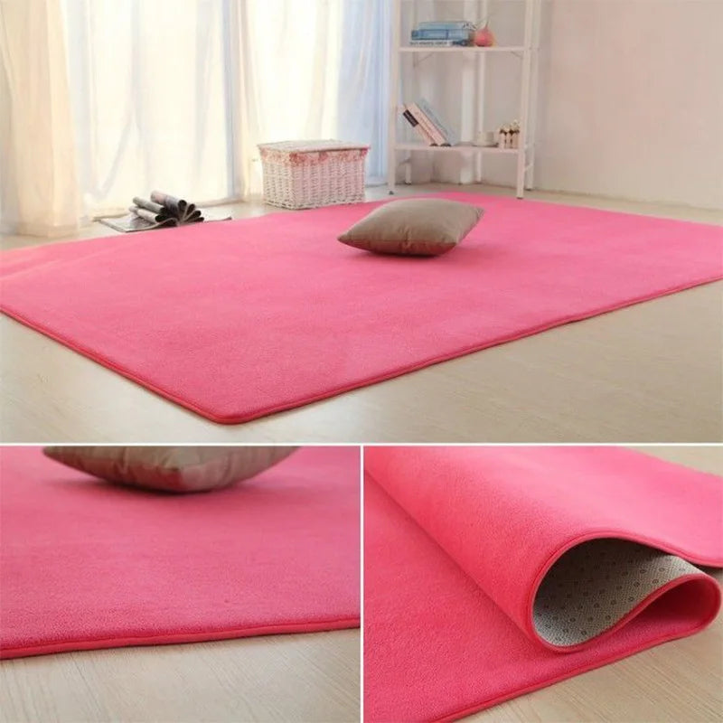 Rutschfeste Haarteppiche aus Fell für Wohnzimmer, einfarbig, dicker Samt, pelzige Bodenmatte, rosa, flauschige Teppiche für Kinder, moderne Heimdekoration