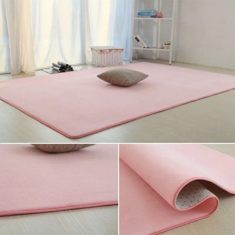 Rutschfeste Haarteppiche aus Fell für Wohnzimmer, einfarbig, dicker Samt, pelzige Bodenmatte, rosa, flauschige Teppiche für Kinder, moderne Heimdekoration