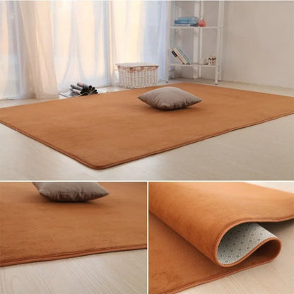 Rutschfeste Haarteppiche aus Fell für Wohnzimmer, einfarbig, dicker Samt, pelzige Bodenmatte, rosa, flauschige Teppiche für Kinder, moderne Heimdekoration - FUXL-Shopify 