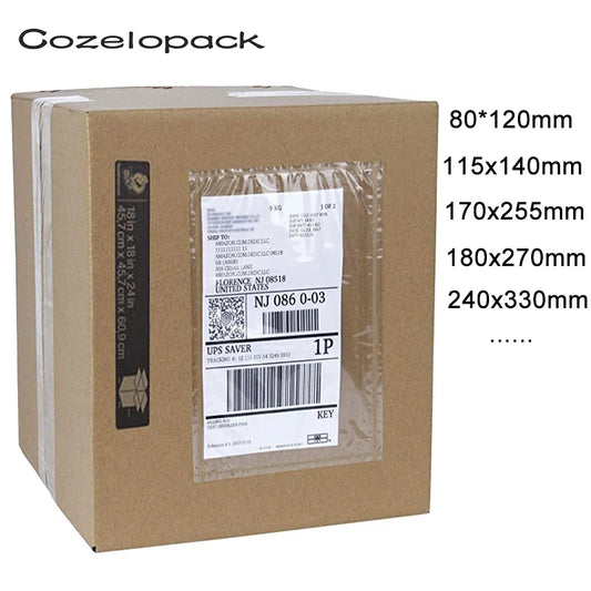 100 Stück/14 Größen Verpackungslisten-Umschläge, transparentes Gesicht, Rechnung, Slip, geschlossener Beutel, selbstklebende Versandrechnung,