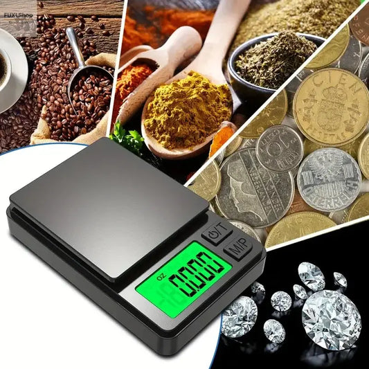 Präzisions-Taschenwaage 1000g x 0,1g – Digitale Grammwaage für Lebensmittel, Schmuck & mehr – Kompaktreise-Waage - FUXL-Shopify 