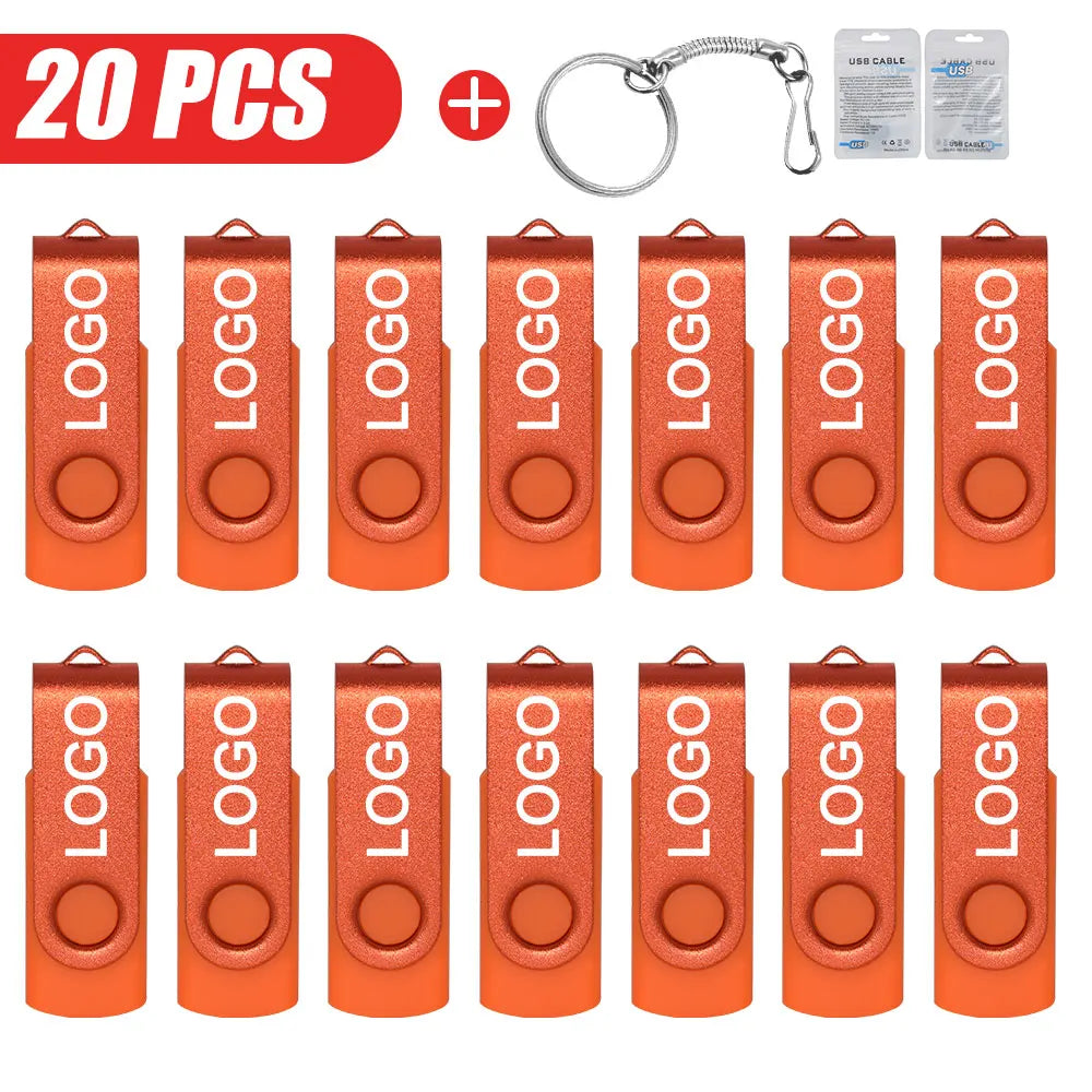 20er-Set USB 2.0 Flash Drives mit individuellem Logo – 4GB bis 64GB – Pen Drives mit echter Kapazität, Werbegeschenk, Plug & Play