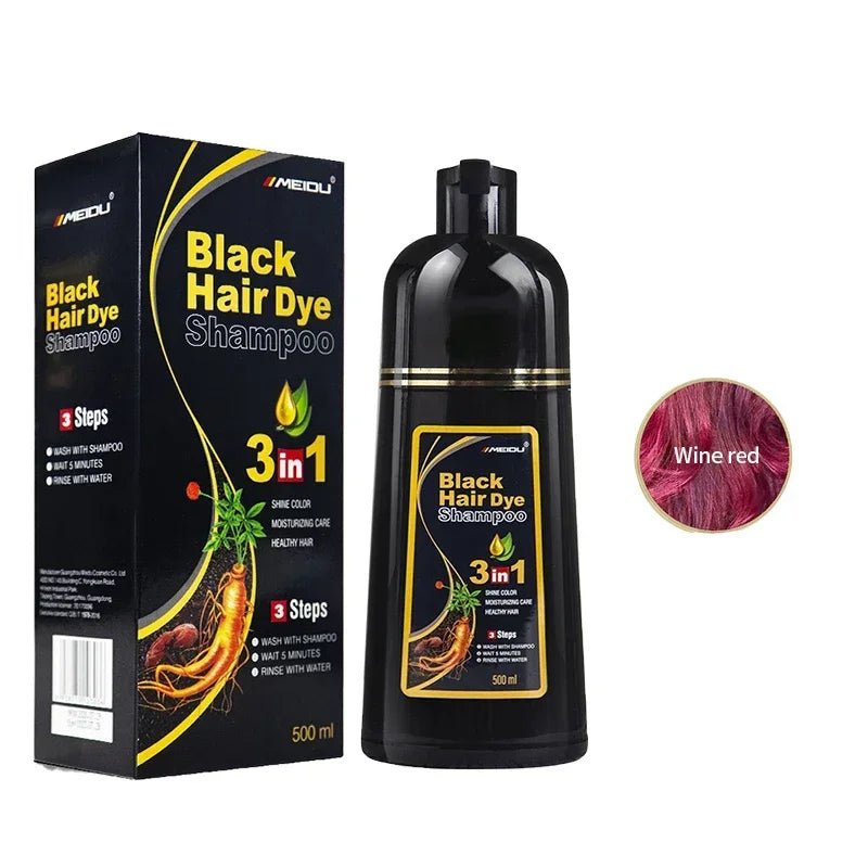 500 ml 3 - in - 1 - Haarfärbe - Shampoo, sofort verdunkelnd, grau bis schwarz, Polygonum Multiflorum, langlebig, effektive Färbung, Abdeckung für Männer und Frauen - FUXL - Shopify