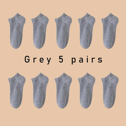 5 Pairs of Women's/men's Boat Socks Invisible Low Cut Anti Slip Summer No Show Ankle Socks Solid Color Casual Breathable - FUXL-Shopify 