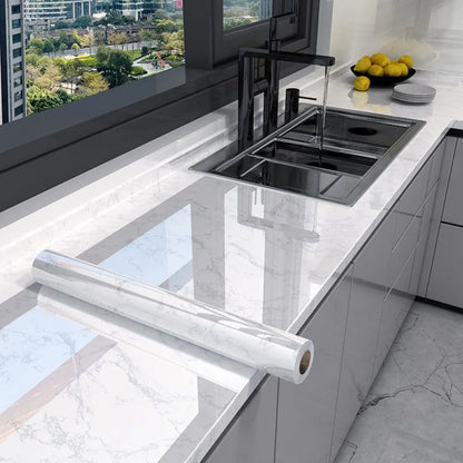 Produktbild von 60 cm/80 cm Marmor selbstklebende Tapete zum Abziehen und Aufkleben, Tapete für Küche, Badezimmer, Kontaktpapier, moderne wasserdichte Wandaufkleber – hochwertig verarbeitet für tägliche Anwendung