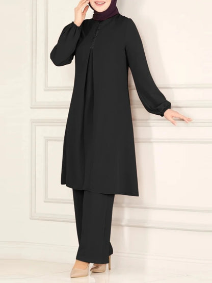 Muslimisches Damen-Set Langarm Bluse & Weite Hose | Modest Fashion