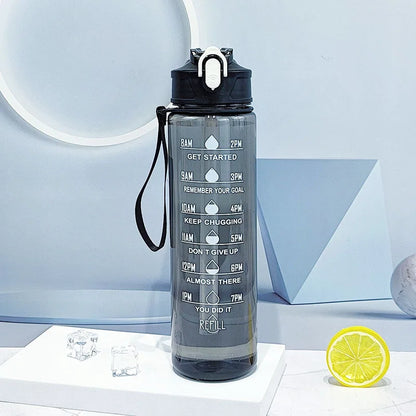 Sportwasserflasche mit zeitverfolgendem Strohhalm, auslaufsicherer, verriegelbarer Klappdeckel für einfaches Tragen, ideal für Outdoor-Abenteuer - FUXL-Shopify 