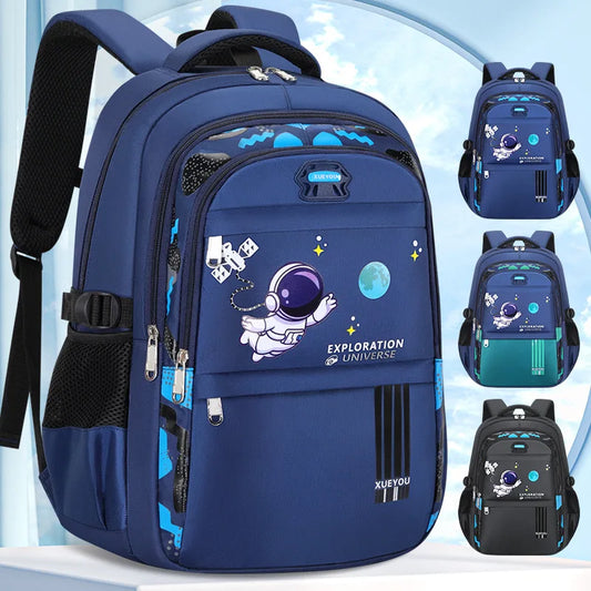 Kinder-Rucksack – Schulranzen für Jungen mit Astronauten-Motiv, wasserdichter Grundschulrucksack, Büchertasche, Mochila Infantil