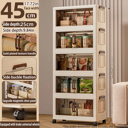 45/55/65 cm Länge, zusammenklappbarer Multifunktions-Aufbewahrungsschrank, Kleinigkeiten-Schrank, großes Fassungsvermögen, staubdichter Kleiderschrank