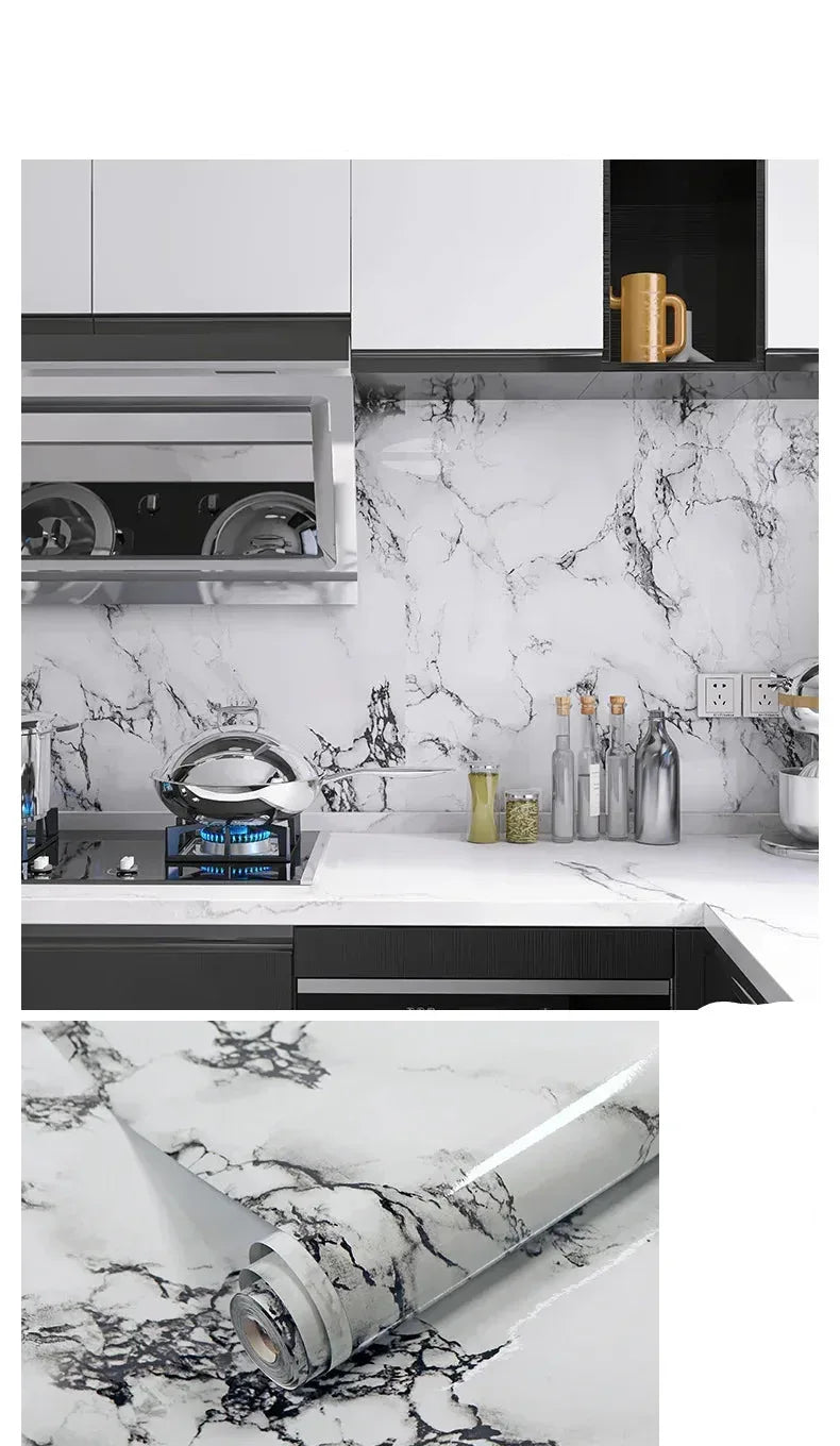 Wasserdichte Marmor Vinylfolie 60cm - Selbstklebende Tapete für Bad & Küche - FUXLShop