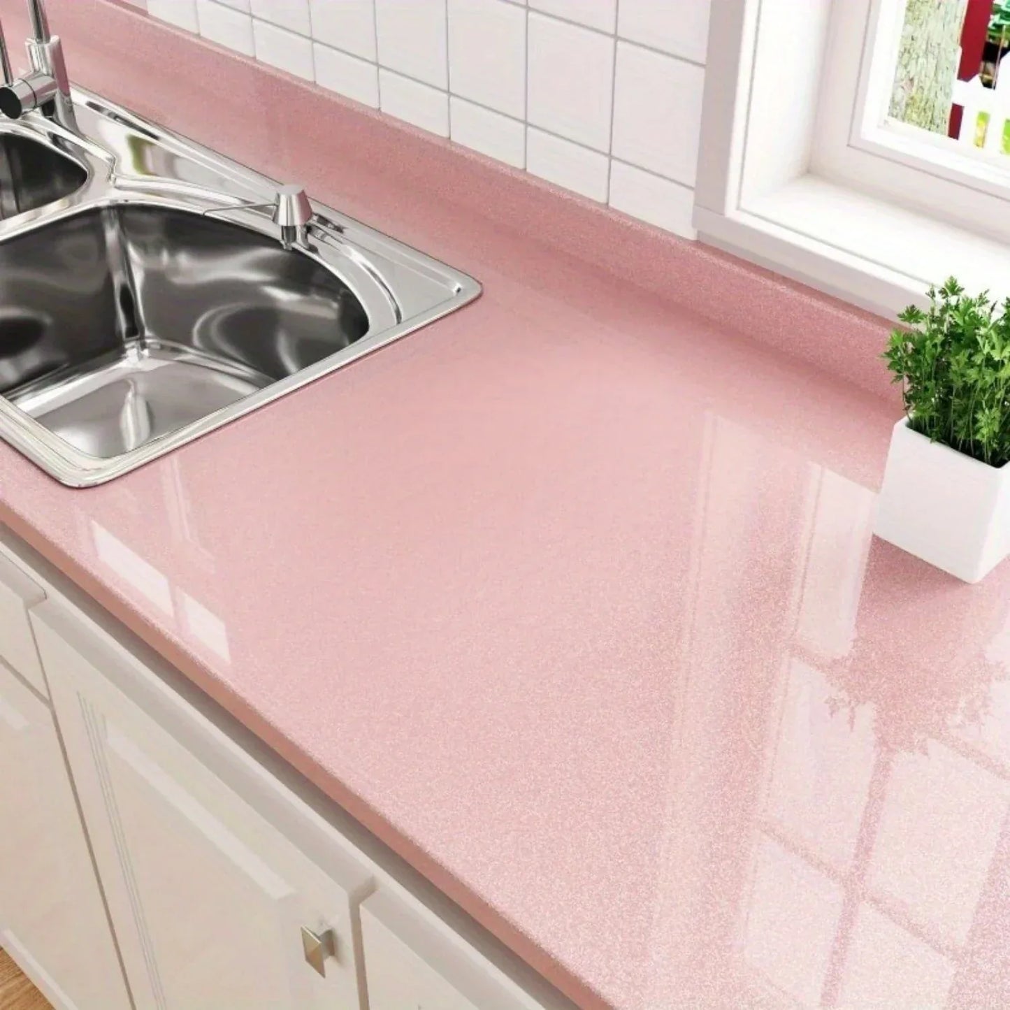 Selbstklebende PVC-Tapete – Wasserdicht, Abnehmbar | Weiß, Schwarz, Pink, Gelb
