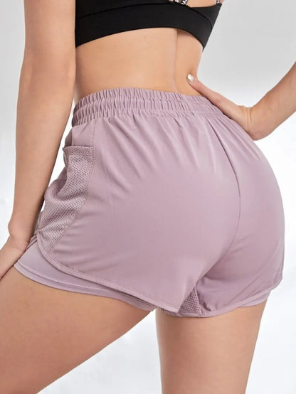 Elastische Sportshorts für Damen, Shorts mit Taschen, gefälschte zweiteilige Yoga-Leggings zum Laufen und Training - FUXL-Shopify 