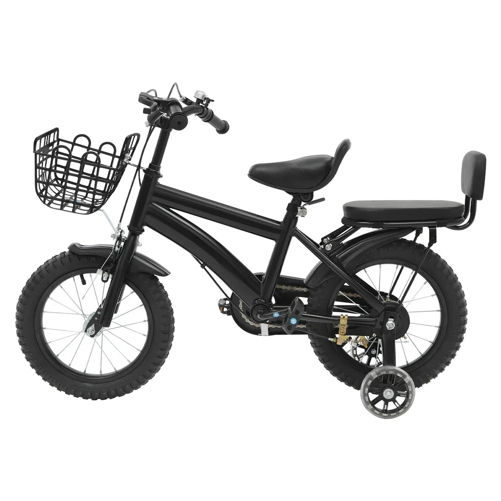 Kinderfahrrad 14 Zoll mit Korb & Rückenlehne – Höhenverstellbar, Stützräder, bis 60 kg belastbar für Kinder 3-7 Jahre - FUXLShop