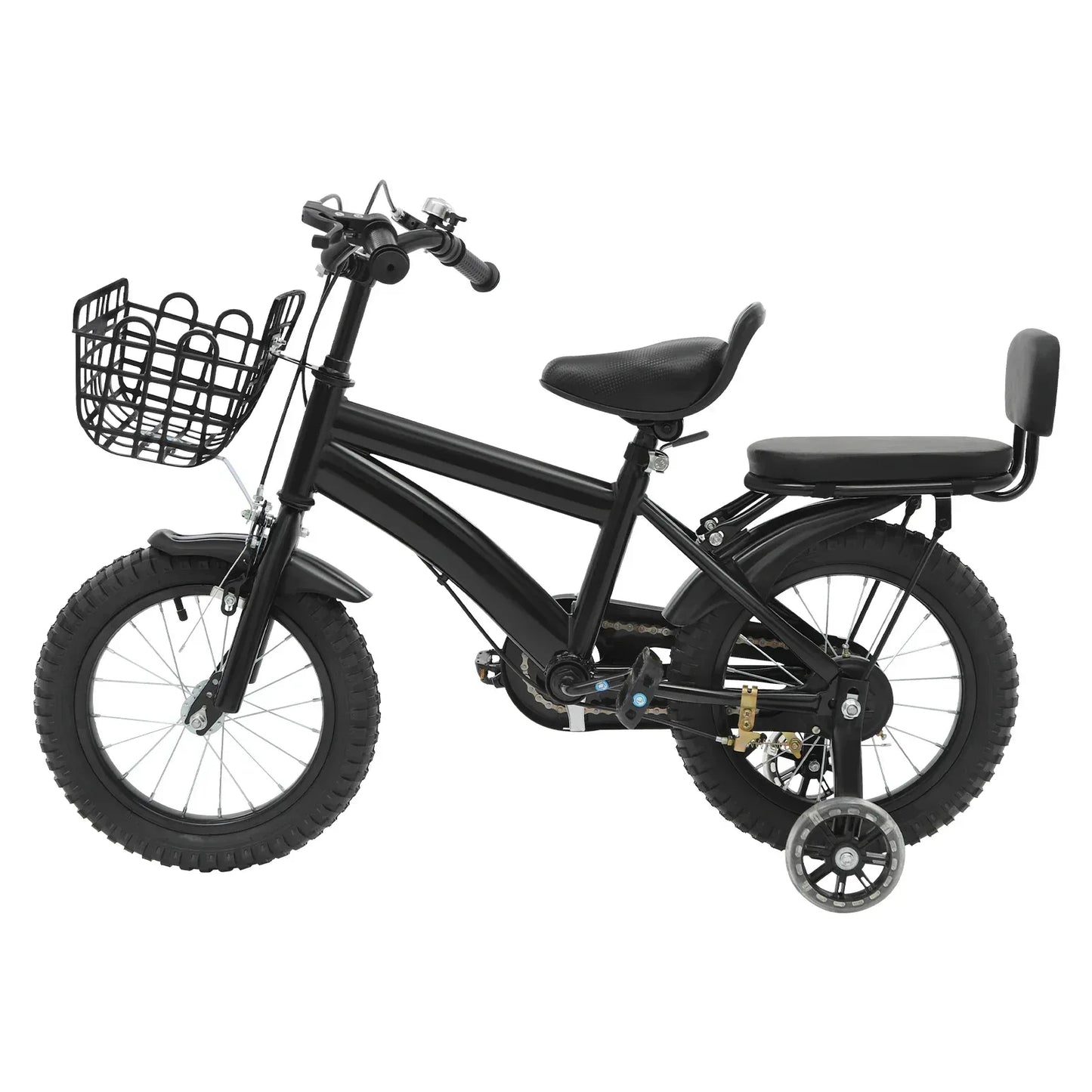 Kinderfahrrad 14 Zoll mit Korb & Rückenlehne – Höhenverstellbar, Stützräder, bis 60 kg belastbar für Kinder 3-7 Jahre - FUXLShop