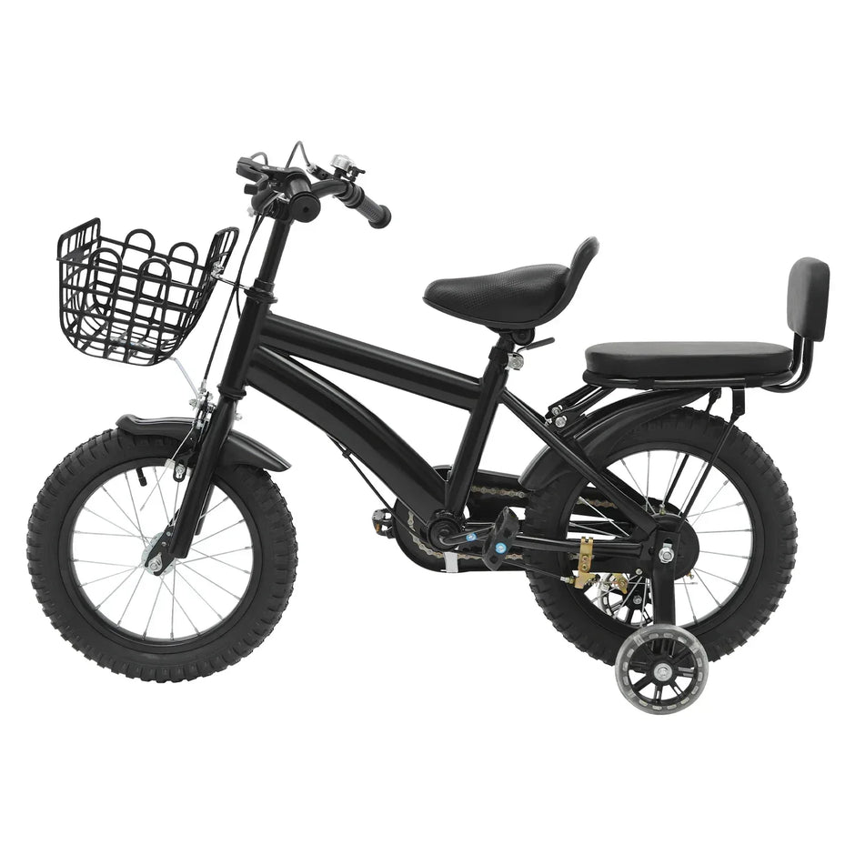 Kinderfahrrad 14 Zoll mit Korb & Rückenlehne – Höhenverstellbar, Stützräder, bis 60 kg belastbar für Kinder 3-7 Jahre - FUXLShop