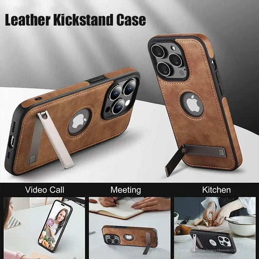 Luxus PU Leder Handyhülle mit Standfuß für iPhone - FUXL-Shopify 